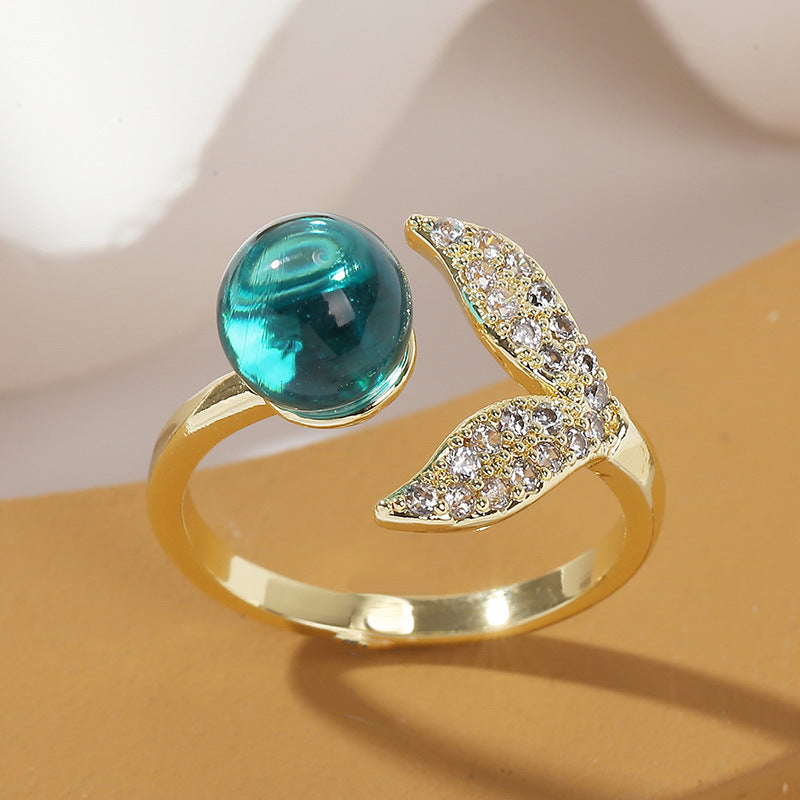 🧜: Creative Fashion Ocean Beads Mermaid Tail Ring