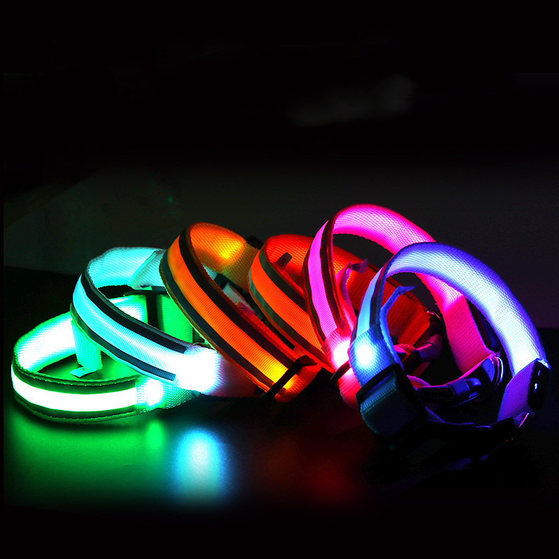🐕: Anti-Lost LED Luminous Dog Collar – Rechargeable & Battery Reflective Safety Collar