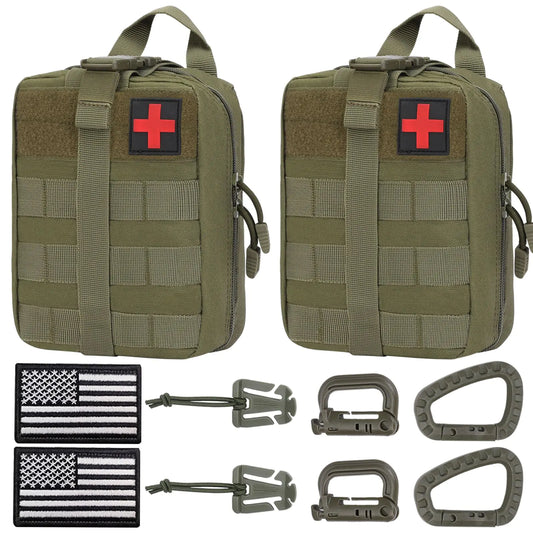 🎒 Tactical First Aid Pouch 2-Pack - 1000D IFAK MOLLE EMT Medical Bags