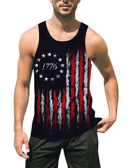 👔: Men's 1776 American Flag Patriotic Tank Top – Sleeveless Graphic Tee for 4th of July & Gym