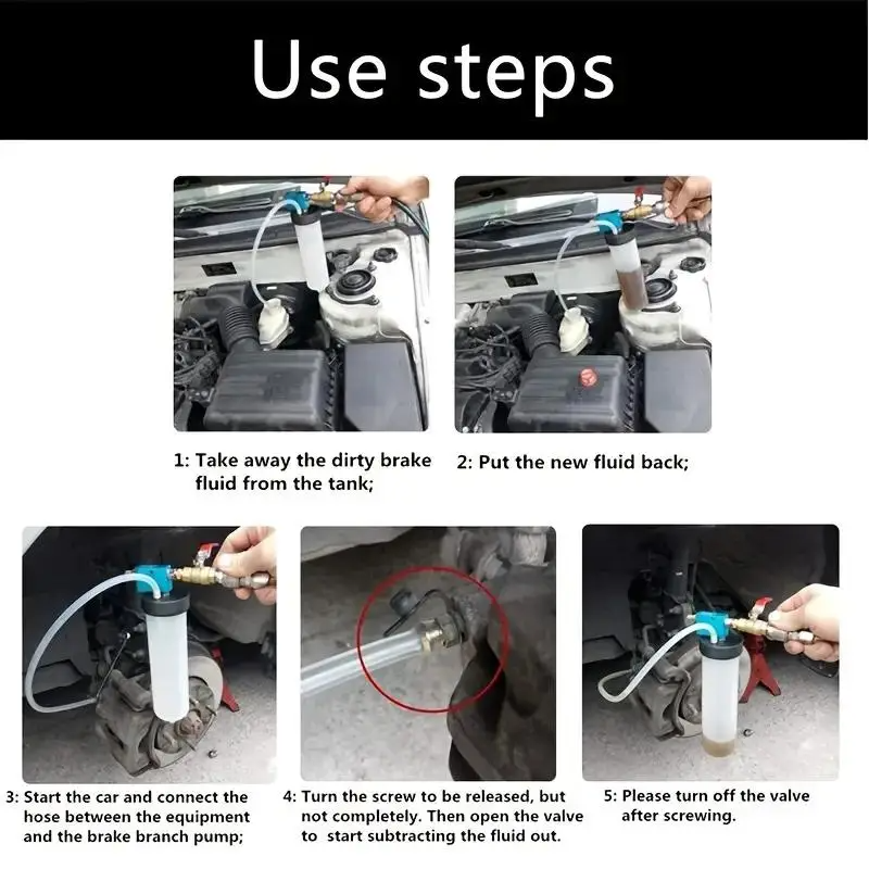 🔧: Vacuum Brake Bleeder & Fluid Extractor Kit — One-Person Pump Tool for Brake, Transmission, Power Steering & Coolant Fluid Changes