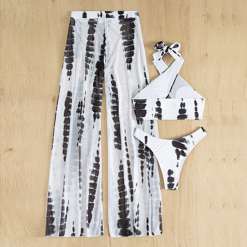 👙: Women's 3-Piece Mesh Bikini Set | Open Back, Printed, Sizes S-L