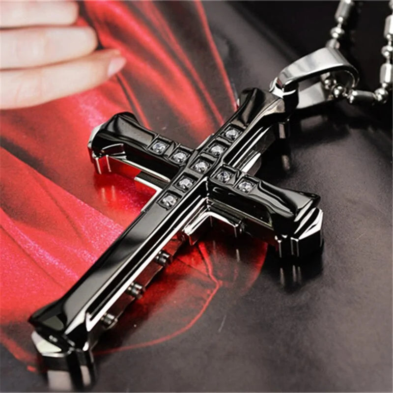 Metal Punk Cross Pendant Necklace