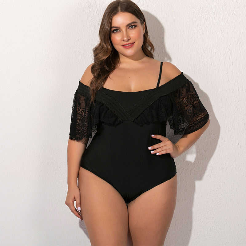 👙: Plus Size Black One-Piece Swimsuit for Women