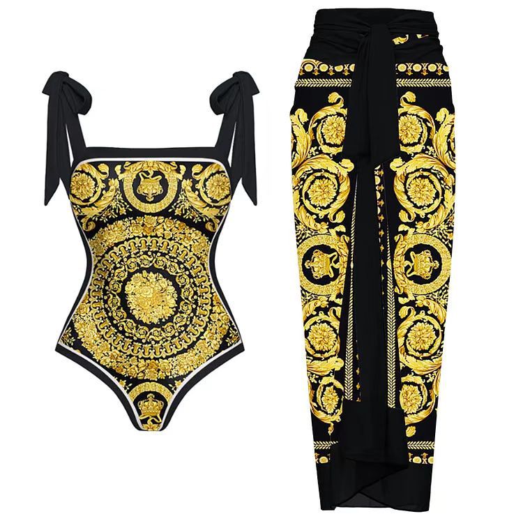 👙: Retro French One-Piece Swimsuit for Vacation