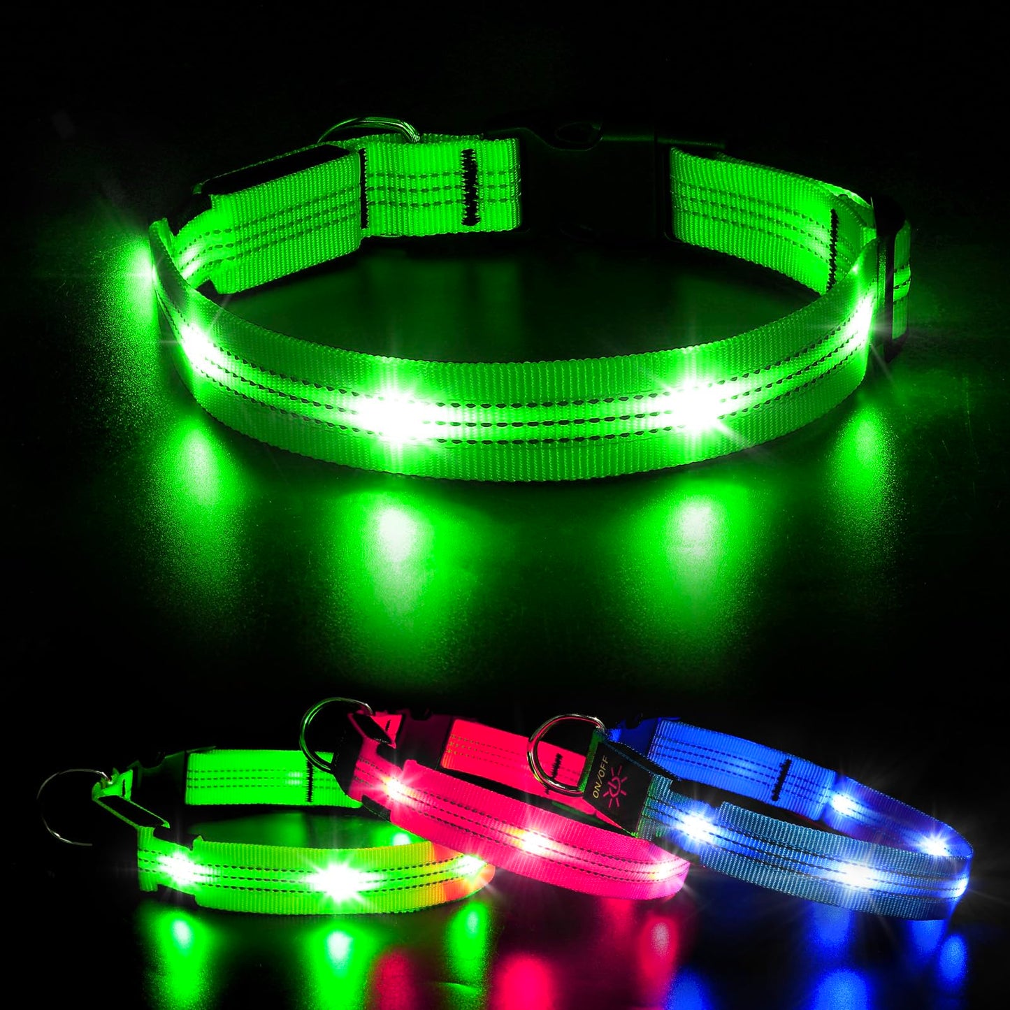 🐕: BSEEN Light Up Dog Collar – Rechargeable LED Glow & Reflective Night Safety Collar