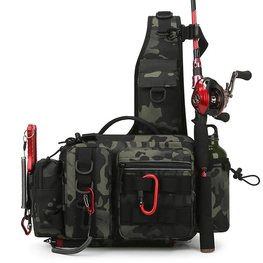 🎣: Fishing Sling Bag – Crossbody Tackle Backpack with Rod Holder & Multi-Compartment Storage