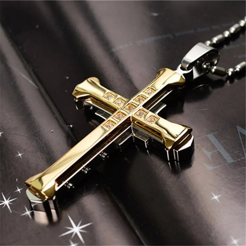 Metal Punk Cross Pendant Necklace