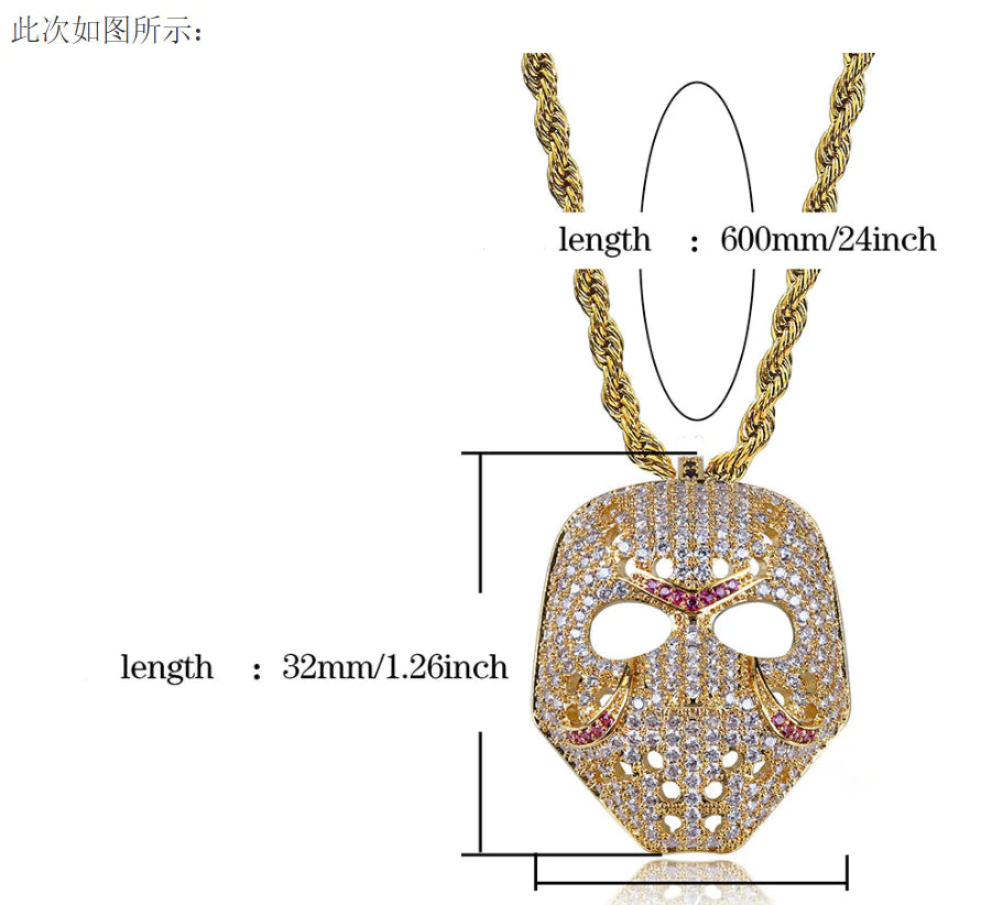 🎭: Mask Necklace, Hip-Hop Necklace, Masquerade Necklace