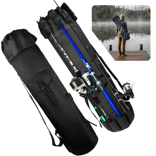 🎣 MXiiXM Fishing Rod Bag - Durable Oxford Fabric Pole Carrier Case (Black)