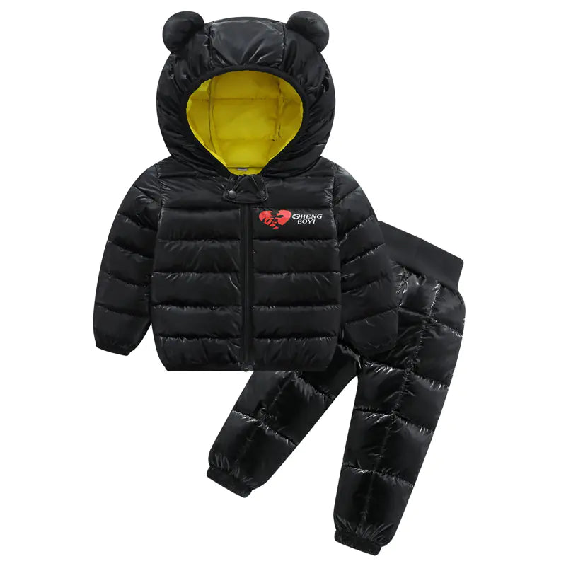 🧥: Kids' Down Jacket and Cotton Coat Two-Piece Set