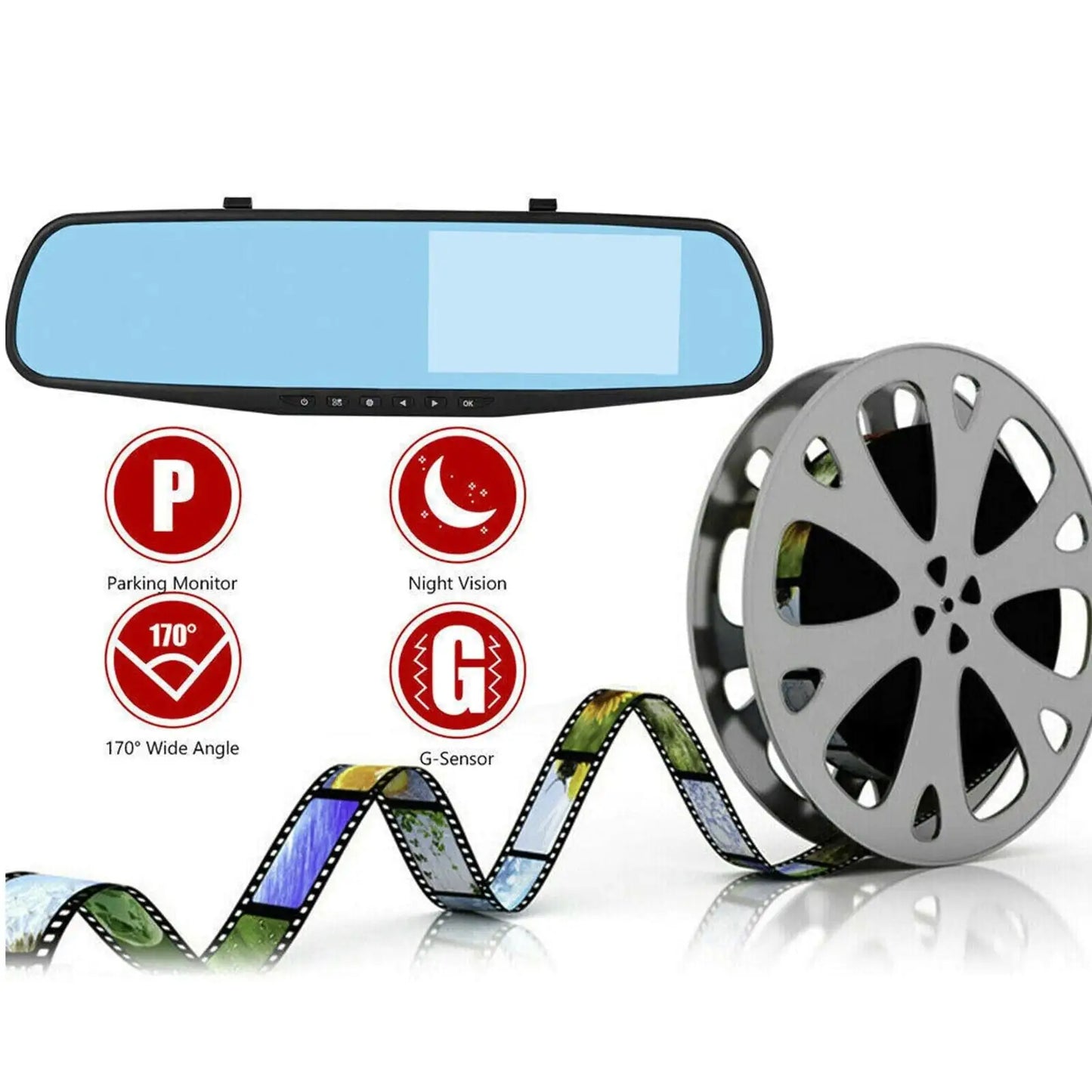 📹: 1080P HD Rearview Mirror Car DVR - Dual Dash Cam Front & Rear Video Recorder