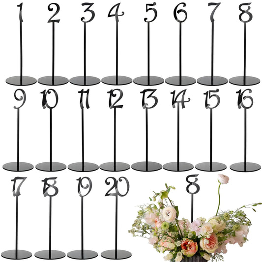 🔢: Beeveer Premium Acrylic Table Numbers 1-20 - Wedding Party Table Numbers with Stands