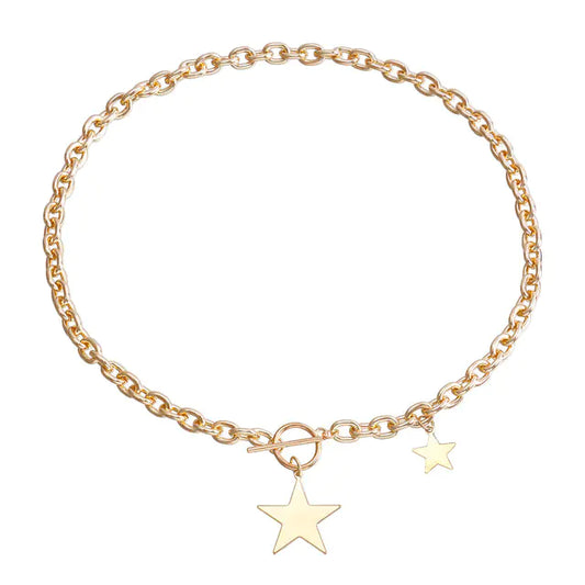 ⭐: Kpop Fashion Steel Star Pendant Choker Necklace