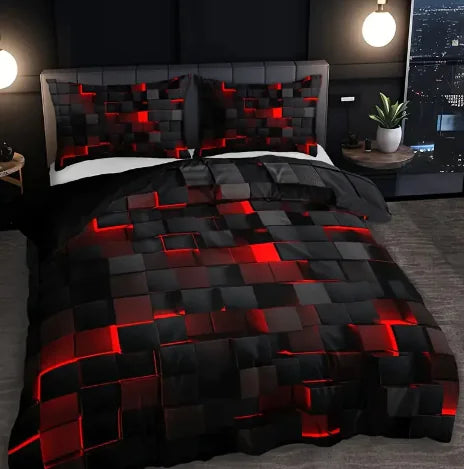 🛏️: Abstract Grid Series Quilt Cover Digital Printing Bedding