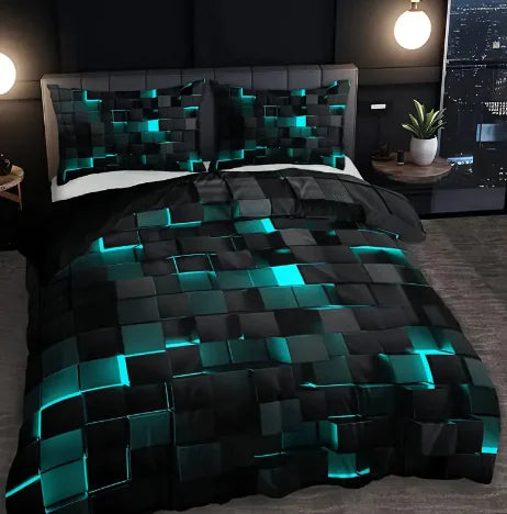 🛏️: Abstract Grid Series Quilt Cover Digital Printing Bedding