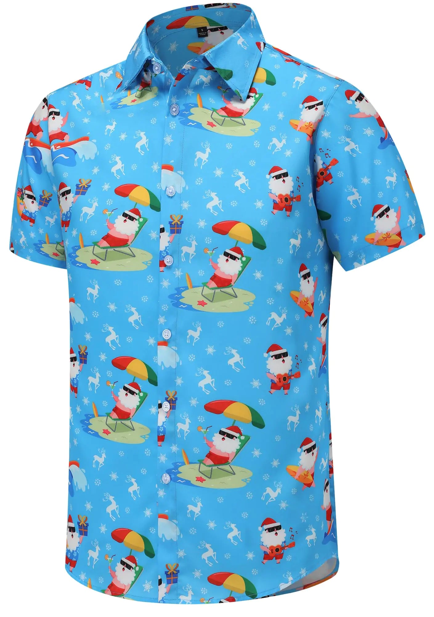 🎄: Christmas Hawaiian Shirts for Men - Funny Santa Claus Holiday Vacation Shirts