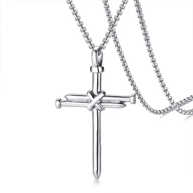 Punk Style Titanium Steel Cross Pendant Necklace - Wholesale