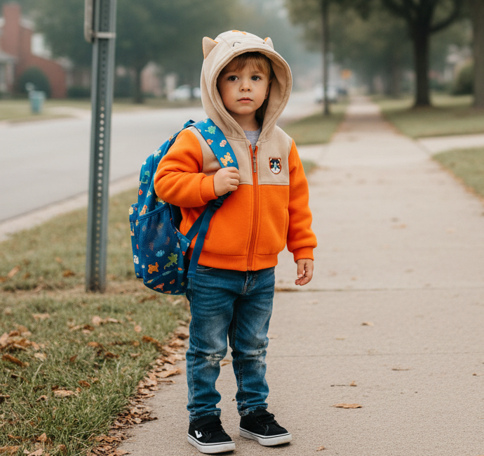 🧥: Simple Padded Hooded Jacket for Kids