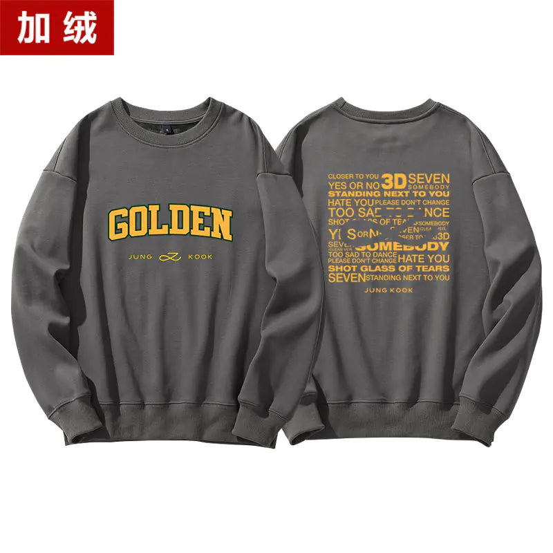 👗: Jungkook Golden Album Hoodie - Fleece Pullover Top