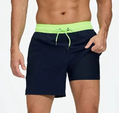 Men's Quick-Dry Double-Layer Beach Swim Trunks