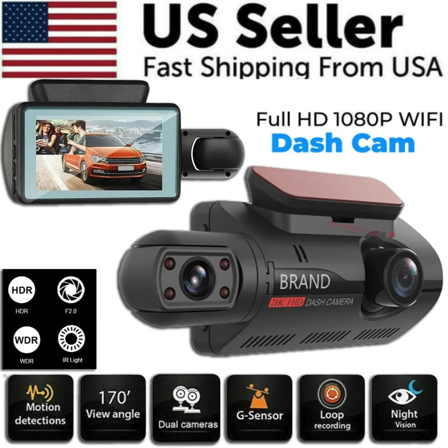 🚗: 1080P Dual Lens Car DVR - Front & Inside Camera with G-Sensor
