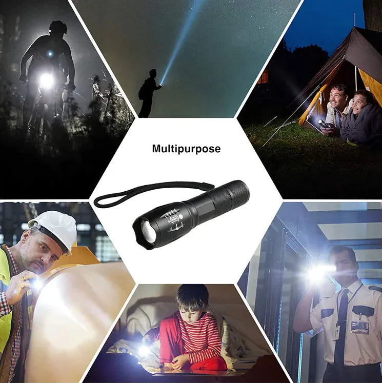🔦 Super-Bright 90000LM LED Tactical Flashlight - 5 Modes Zoomable Torch