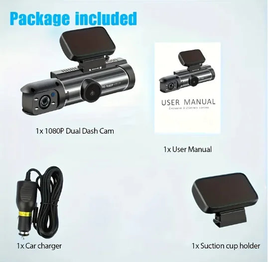 📹: 360° Dual Lens Car Dash Cam - HD 1080P Complete Coverage Recording System