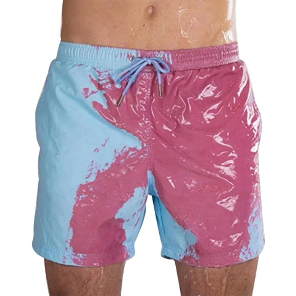 Men's Color-Changing Beach Shorts - Quick Dry Swim Trunks