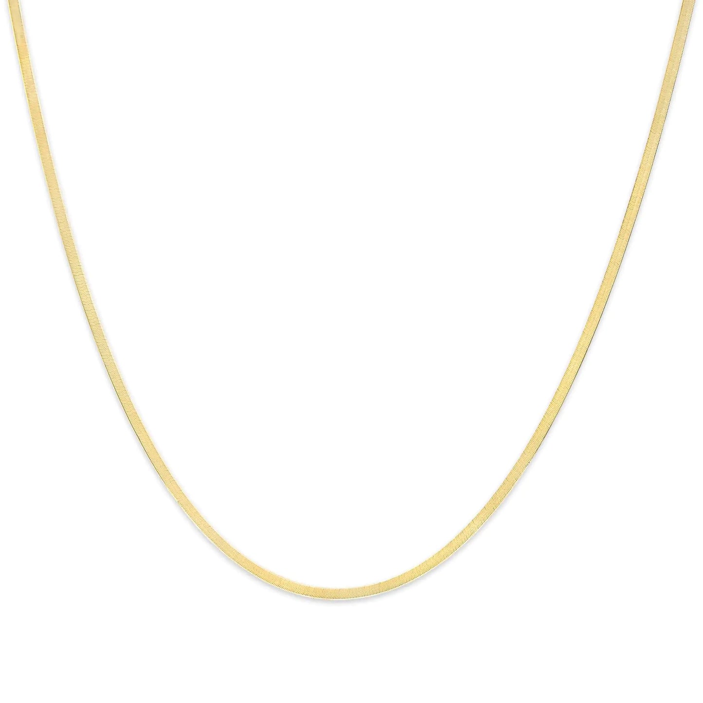 Unisex Solid 14K Gold 2.8mm Imperial Herringbone Chain Necklace