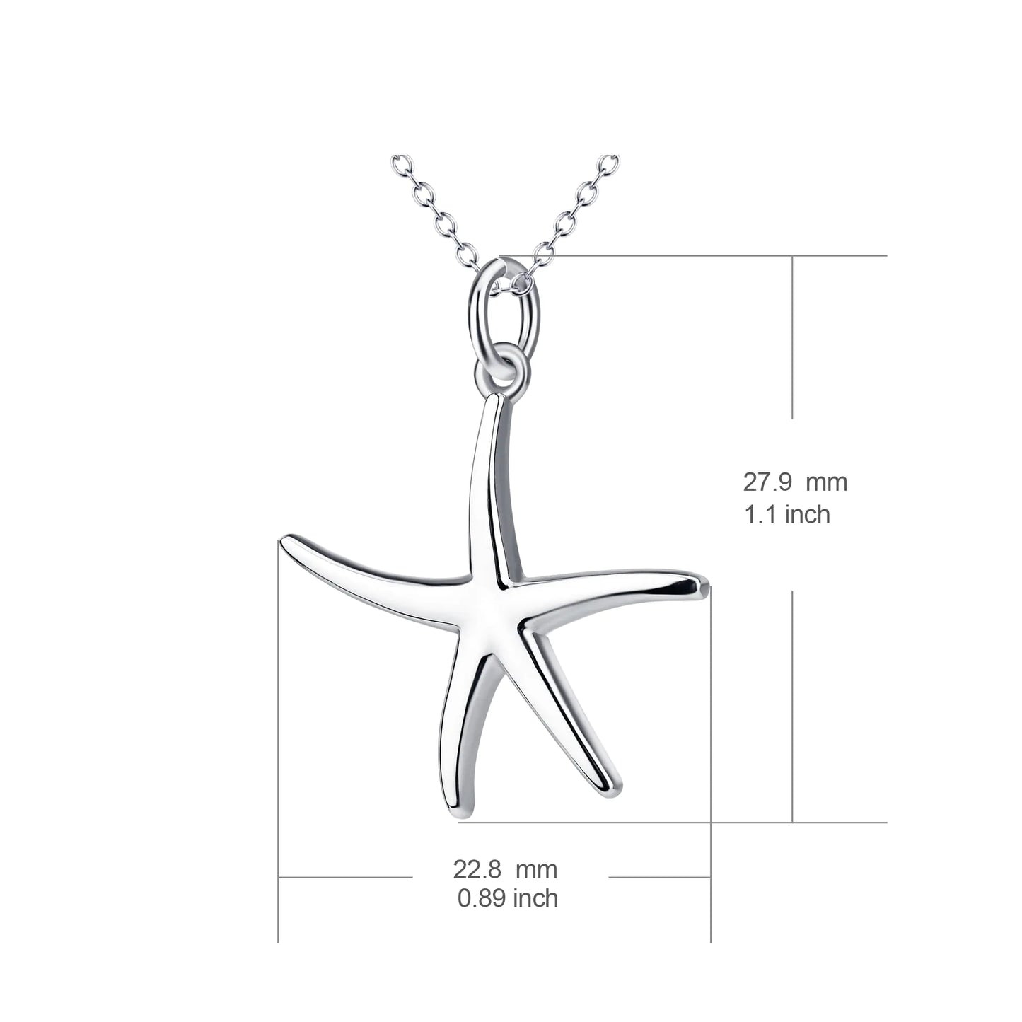 💎: 925 Sterling Silver Starfish Pendant Necklace - Ocean Charm Jewelry for Women