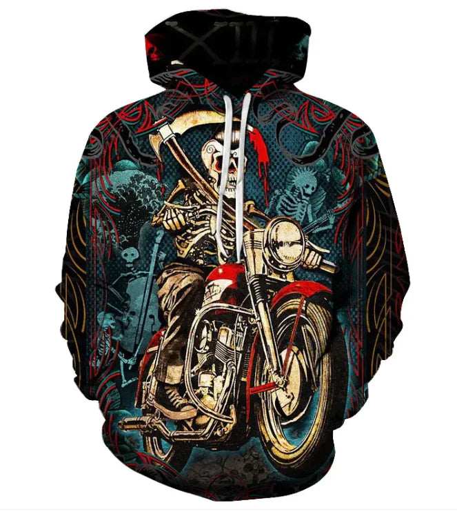 👕: Printed Skull Head Hooded Sweater