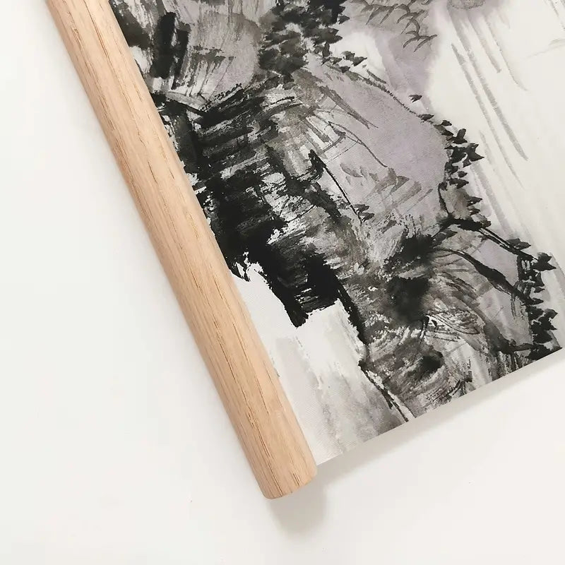 🎨: 4-Piece Black and White Landscape Oil Painting Set