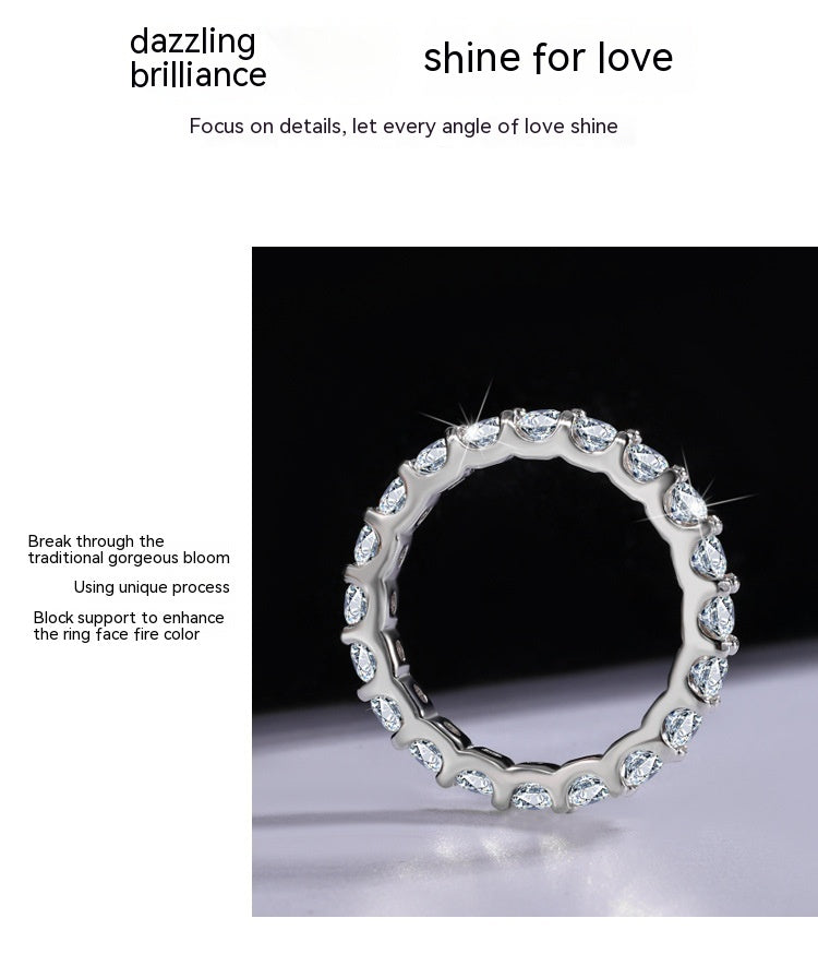 💎: S925 Sterling Silver Moissanite Diamond Stackable Ring