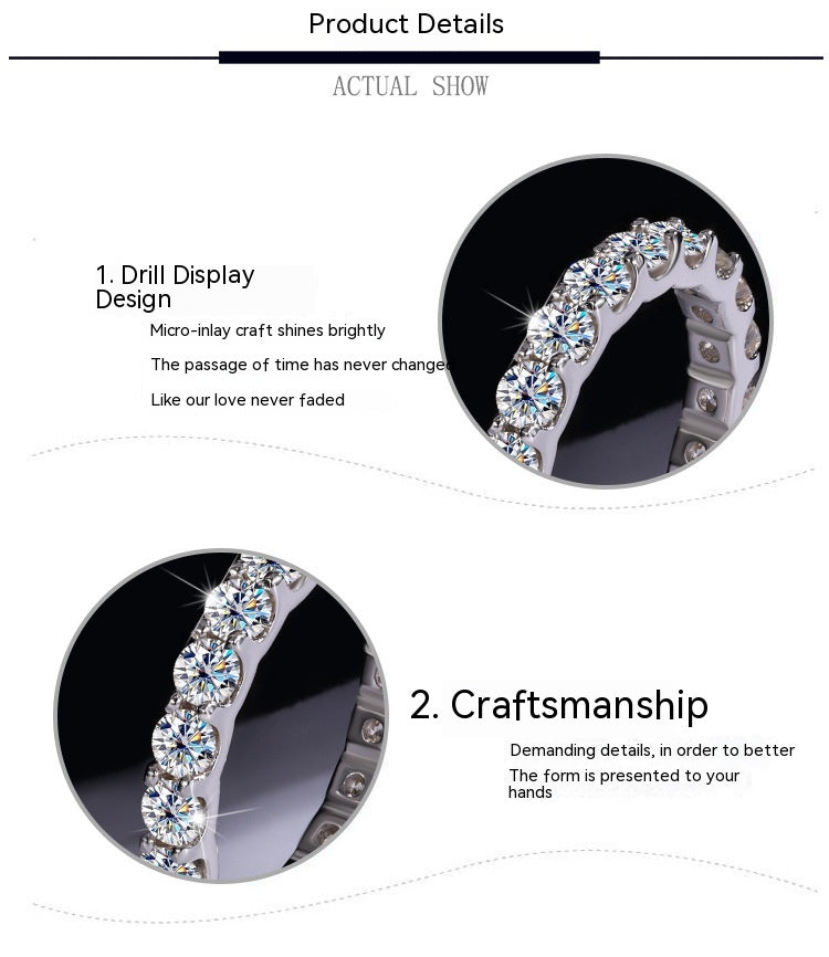 💎: S925 Sterling Silver Moissanite Diamond Stackable Ring