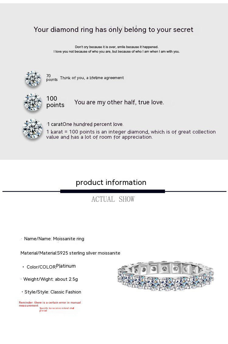 💎: S925 Sterling Silver Moissanite Diamond Stackable Ring