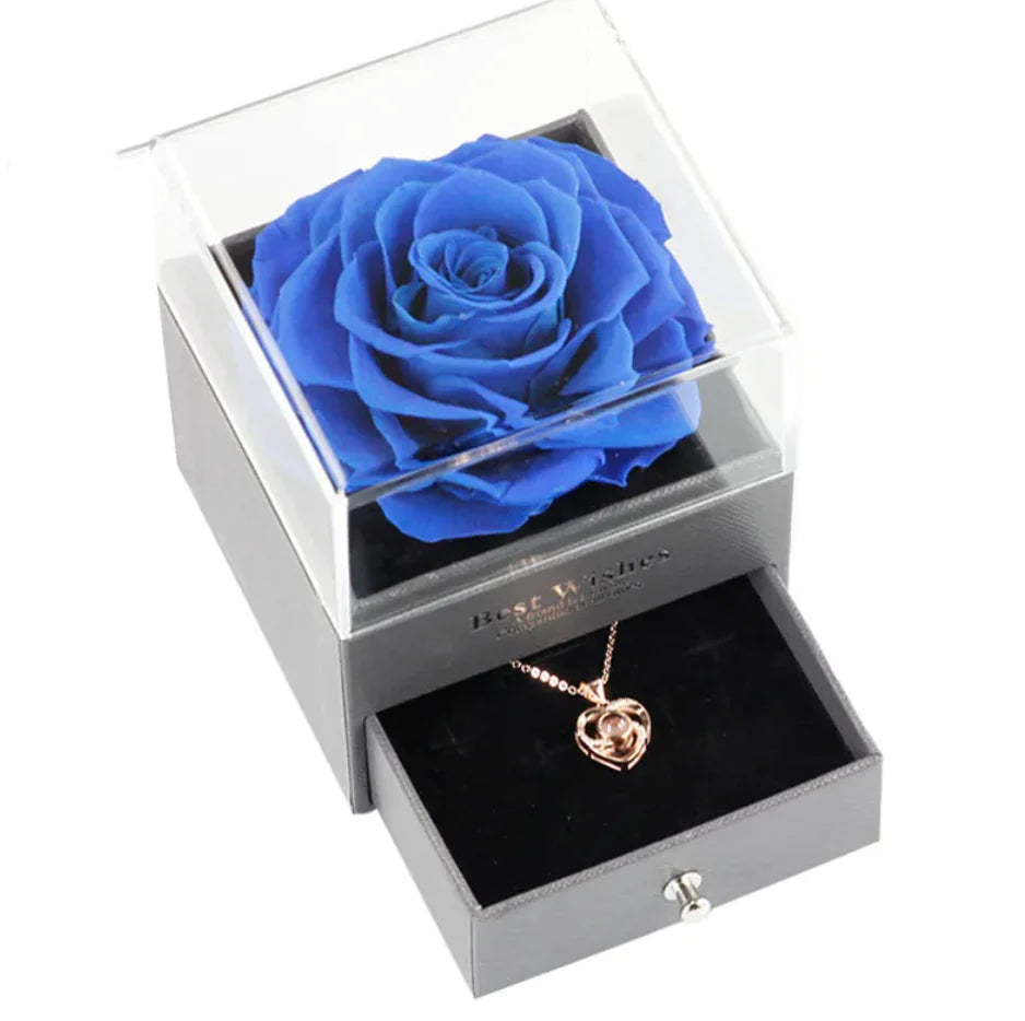 Preserved Rose Jewelry Box Necklace