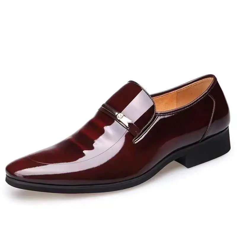 🤵: Men's Patent Tuxedo Dress Shoes - Burgundy Oxford Derby Wedding Footwear