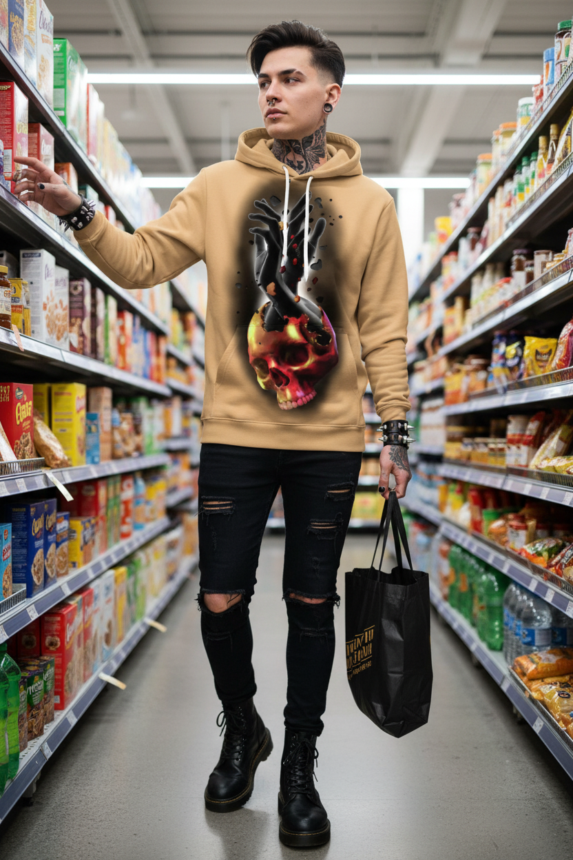 👕: Printed Skull Head Hooded Sweater