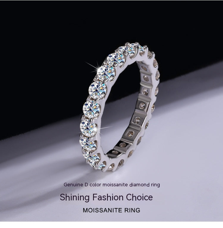 💎: S925 Sterling Silver Moissanite Diamond Stackable Ring