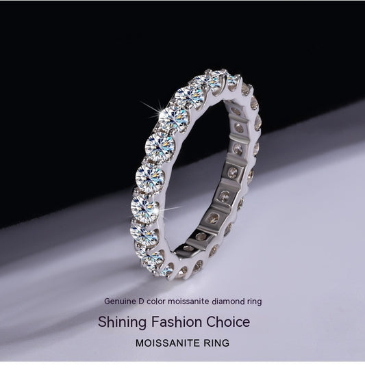💎: S925 Sterling Silver Moissanite Diamond Stackable Ring