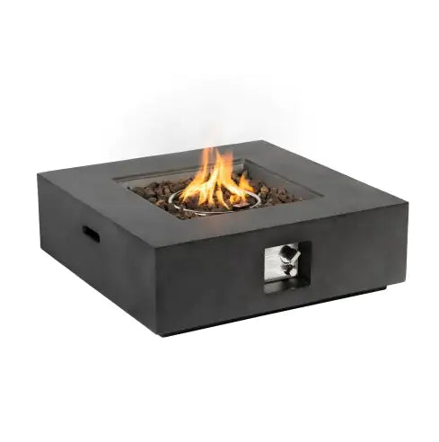 🔥: Outdoor Propane Fire Pit Table, Square Stone 35-inch Planter Base, 50,000 BTU Stainless Steel Burner