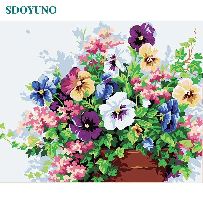 🌸 Oil Painting By Numbers Flowers Nature Pictures - DIY Art Kit