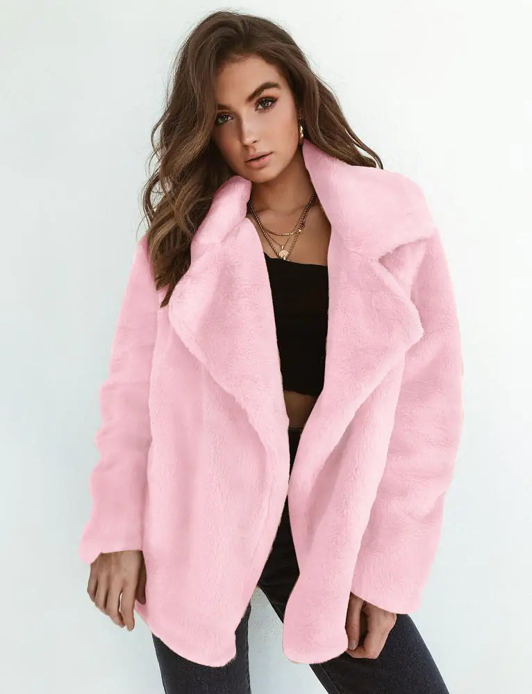 🧥: Fashionable Women's Plush Collar Autumn Winter Coat