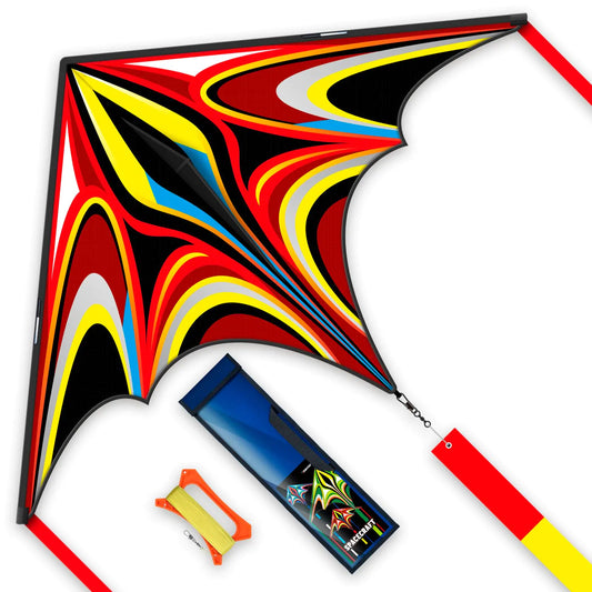 SGftre Red Large Delta Kites Easy to Fly for Kids Outdoor Activities Ages 4-8，Huge Kite for Kids and Adults，Comes with 328ft String Kite Handle (Power Triancle-Red)