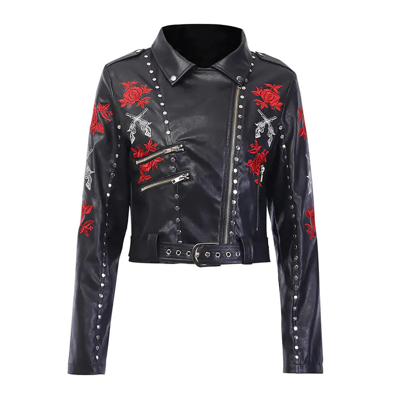 (Copy) Embroidered Vintage Motorcycle Jacket for Women
