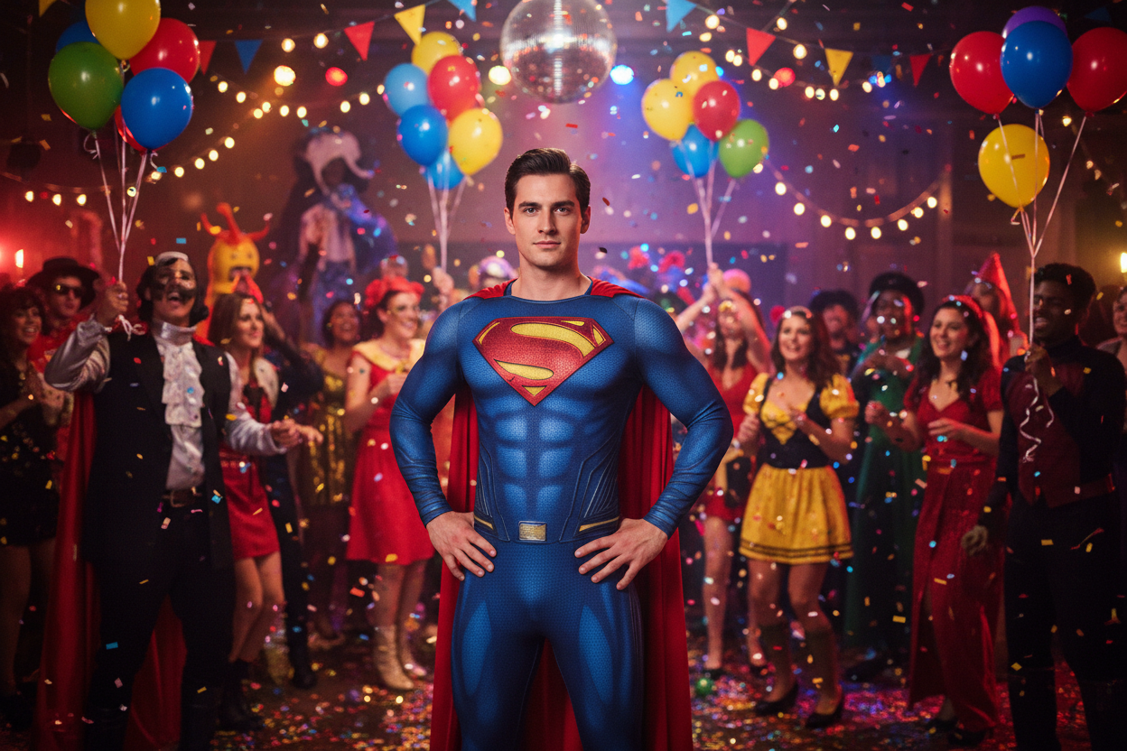 🦸 Adult Superman Costume Bodysuit - Complete Superhero Outfit (One Set)