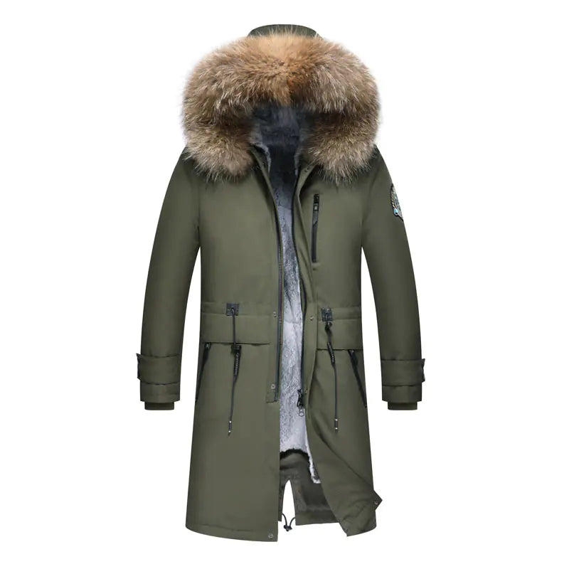 🧥: Men's Slim Fit Hooded Leather Fur Coat - Luxury Winter Outerwear