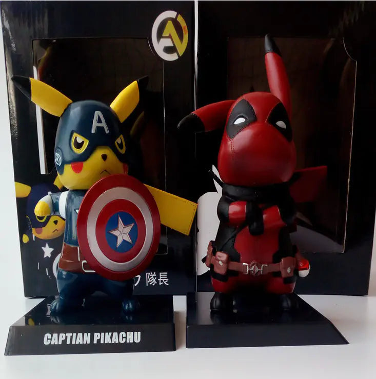🎮: Pikachu Deadpool Captain America Crossover Figure – Collectible PVC Toy Model