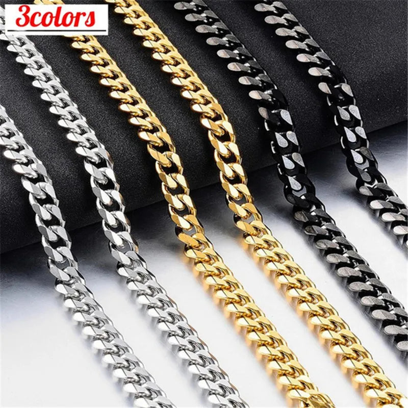 Men's Trendy Six-Sided Cuban Titanium Steel Necklace